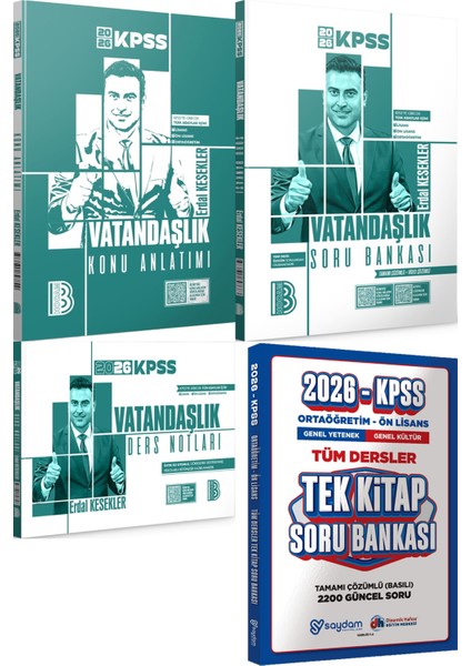 2026 Kpss Vatandaşlık Konu Anlatımı Soru Bankası Ders Notları - Ortaöğretim Ön Lisans Tek Kitap Soru