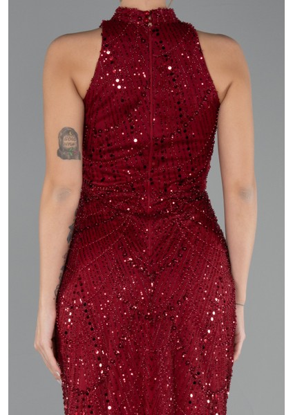 Halter Yaka Boncuklu Uzun Balık Abiye ABU4791 fırsatları