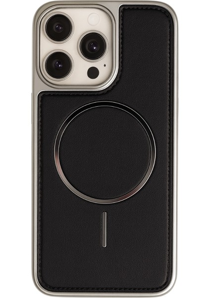 Neomag Case Iphone 15 Pro Siyah Manyetik Özellikli Deri Kılıf