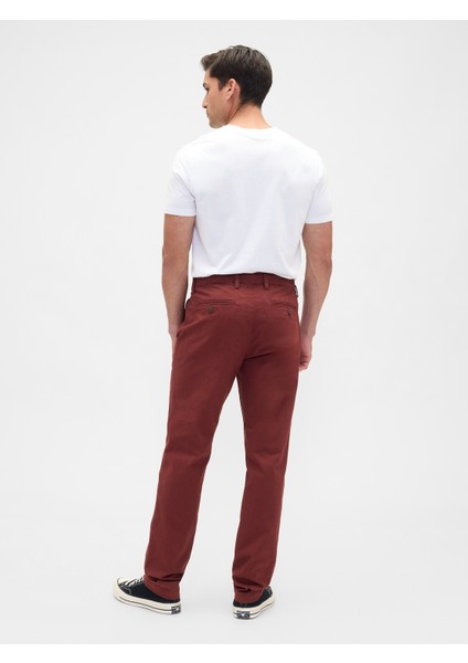 Erkek Bordo Slim Fit Gap Flex Khaki Pantolon