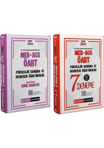 Pegem 2026 Öabt Meb-Ags Psikolojik Danışma ve Rehber Öğretmenliği Soru Bankası + 7 Deneme 2 Li Set Pegem Akademi Yayınları