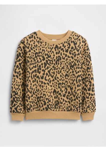 Kız Bebek Kahverengi Grafik Baskılı Sweatshirt