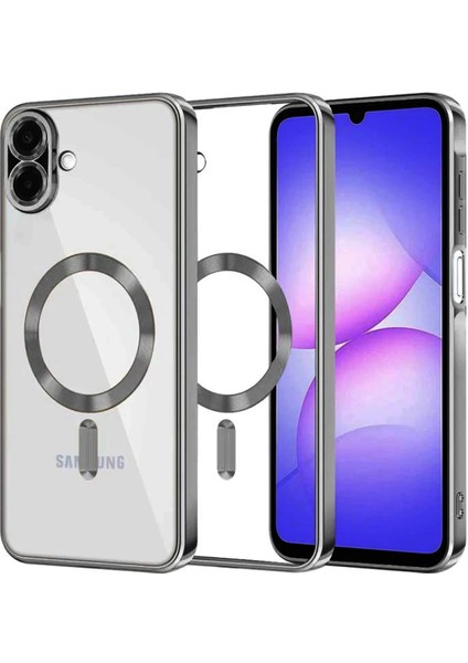 Samsung Galaxy A07 Için Magsafe ile Uyumlu Kılıf Kamera Lensli Korumalı Şeffaf Silikon Kapak