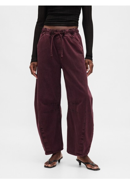 Kadın Bordo Mid Rise Ultrasoft Easy Horseshoe Jean Pantolon