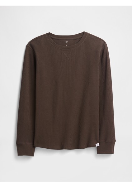 Erkek Çocuk Kahverengi Waffle-Knit T-Shirt