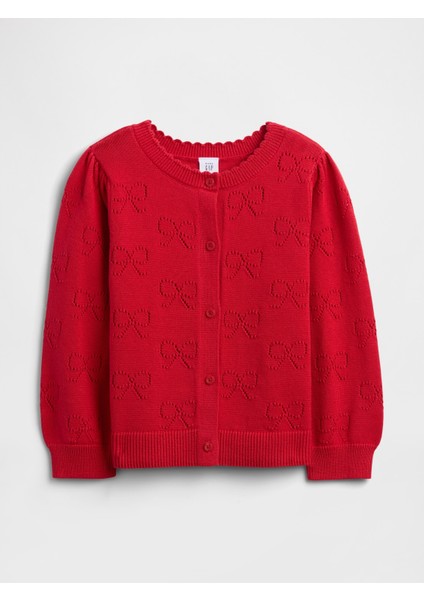 Kız Bebek Kırmızı Pointelle Hırka