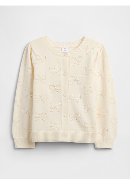 Kız Bebek Kırık Beyaz Pointelle Hırka