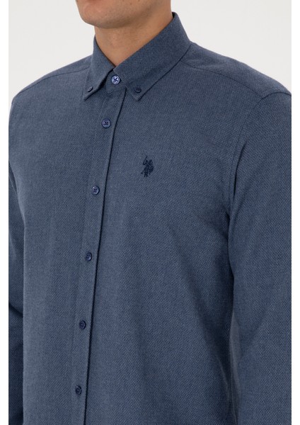 Erkek Açık Lacivert Gömlek Desenli 50308584-VR059