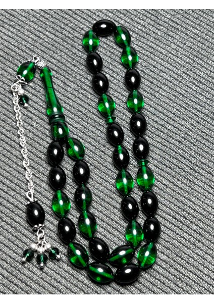 Sıkma Kapsül Model Kehribar 925 Ayar Gümüş Tesbih