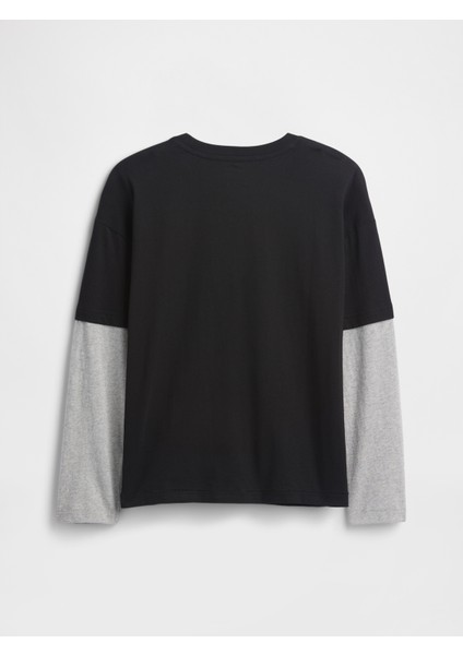 Erkek Çocuk Siyah Relaxed Grafik Baskılı T-Shirt fiyatları