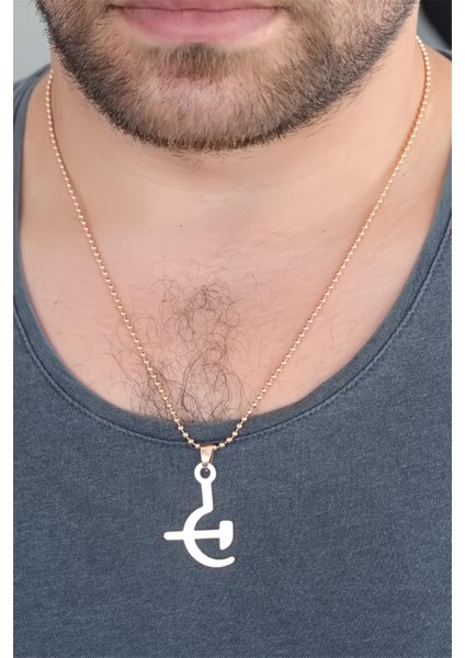 Rose Renk Metal Orak ve Balta Figürlü Erkek Kolye - Lisinya