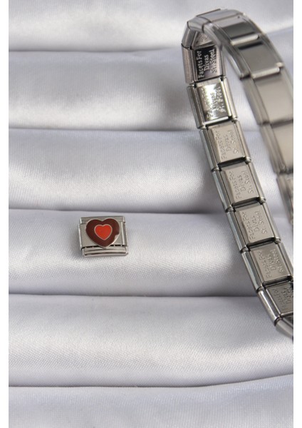 316L Çelik Gümüş Renk Kahverengi Kalp Işlemeli Nomination Charm - Lisinya fiyatları