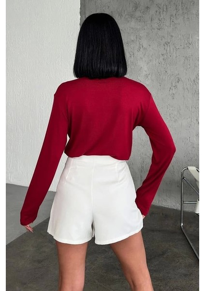 Rahat ve Şık Uzun Kollu Bisiklet Yaka Likralı Viskon Penye Body Bordo ( Lisinya ) fırsatları