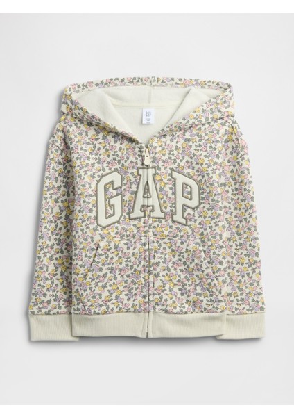 Kız Bebek Bej Gap Logo Fermuarlı Sweatshirt
