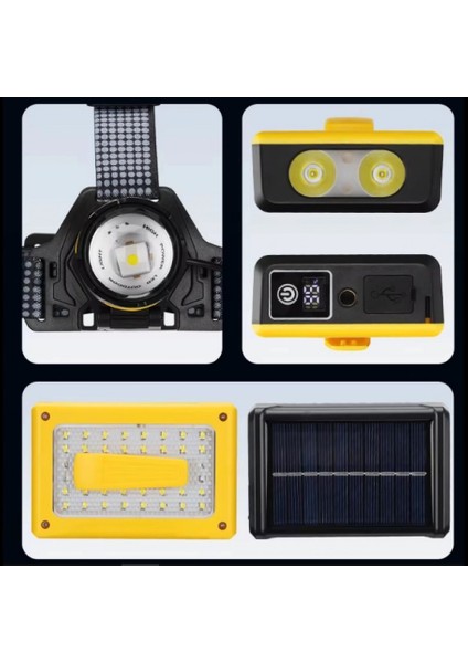 F.b.ı Pro F-3003 Alüminyum PM10-TG LED Type-C Powerbank ve Solar Şarjlı Kamp Kafa Feneri modelleri