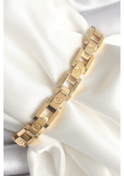 316L Çelik Gold Renk Unisex Bileklik - Lisinya