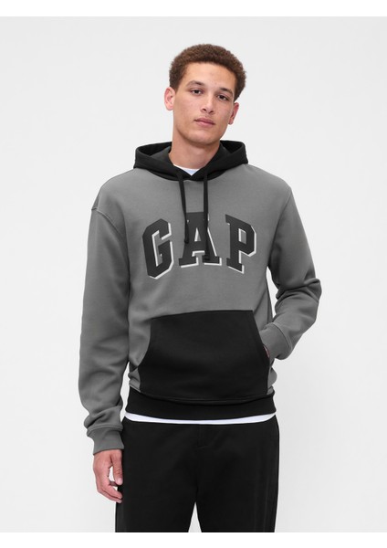 Erkek Gri Relaxed Gap Logo Colorblock Sweatshirt