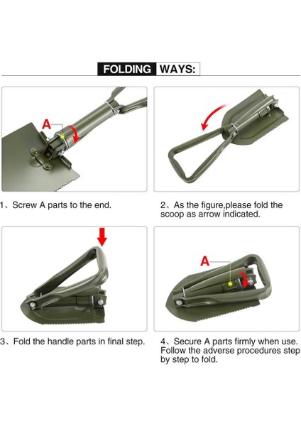 Profesyonel Portatif Katlanabilir Kürek ( Orta Boy 59 cm ) - Lisinya