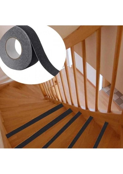 Merdiven Zemin Kaydırmaz Güçlü Bant Yapışkanlı Kaymaz Bant Siyah 25 mm x 5 Metre