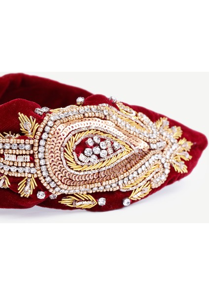 Boncuk Detaylı Kadife Taç fiyatları