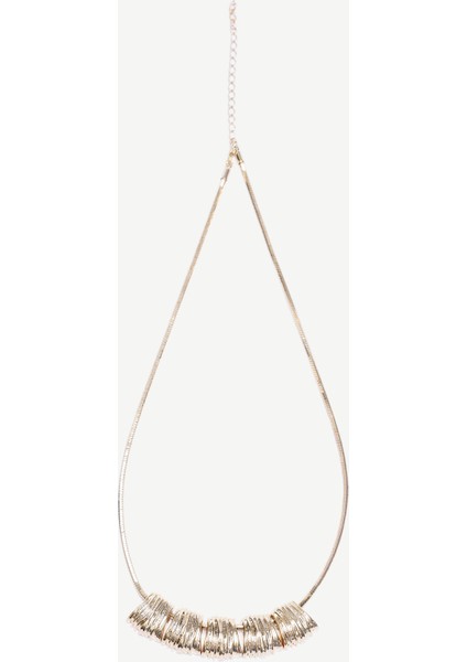 Metal Uç Detaylı Gold Kolye