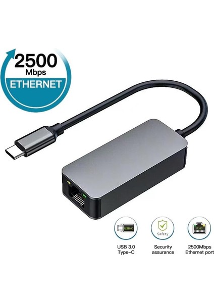 MT74 Type-C Gen 1 To 2500MBPS Ethernet Adaptör Mac Windows Uyumlu Alüminyum Kasa modelleri