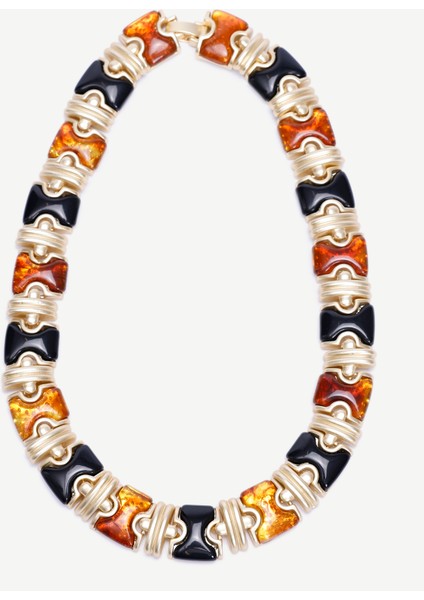 Reçine Detaylı Gold Kolye