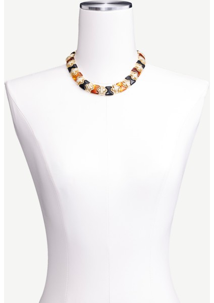 Reçine Detaylı Gold Kolye modelleri