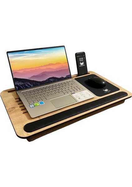 Axolotl Telefon ve Tablet Bölmeli Minderli Laptop Sehpası Notebook Bilgisayar Çalışma Masası