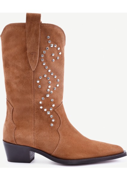 Aksesuar Detaylı Deri Western Bot