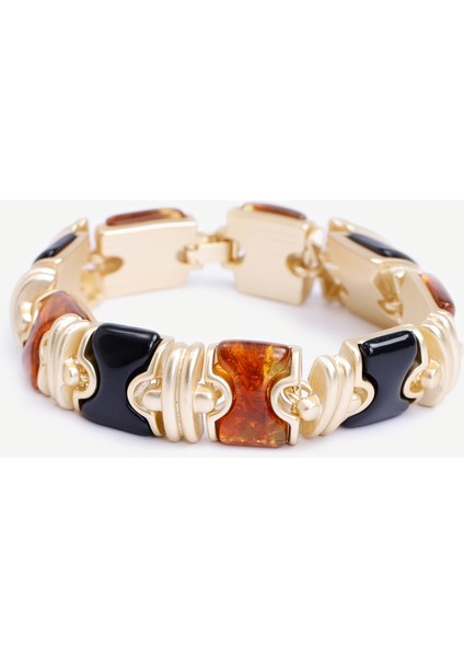 Reçine Detaylı Gold Bileklik