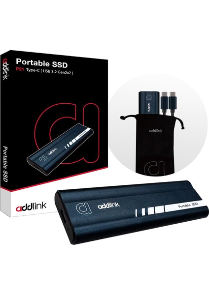 Addlink P21 2tb 2000-1950MB/S USB 3.2 Gen2 Type-C Portable Taşınabilir SSD AD2TBP21B2K
