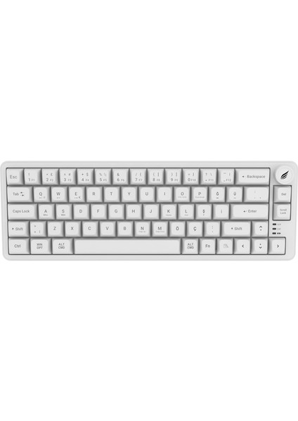 HK251 Membrane Rgb Kablosuz/bluetooth%65 Türkçe Gaming Klavye (Beyaz)