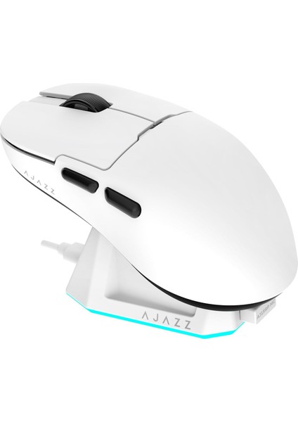 Ajazz AJ159P Mc 3 Modlu 1000Hz 12.000 Dpı Manyetik Şarj Istasyonlu Paw 3311 Optik Sensör Gaming Mouse (Beyaz)