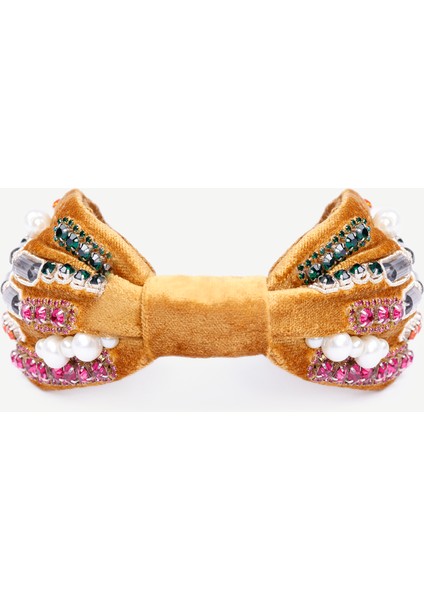 Akrilik Inci Detaylı Kadife Taç