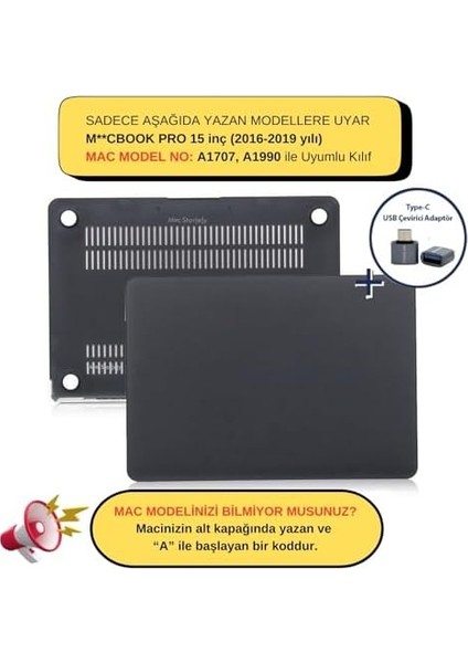 MacBook Pro 15 Inç Kılıf A1707 A1990 Uyumlu – Mat Sert Hard Shell Tpu Kapak, Darbe ve Çizilme Koruma, Ince & Hafif Tasarım Siyah fiyatları