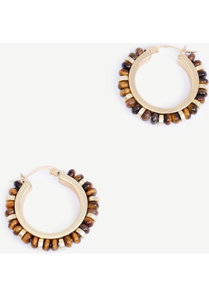 Doğal Taş Detaylı Halka Küpe fiyatları