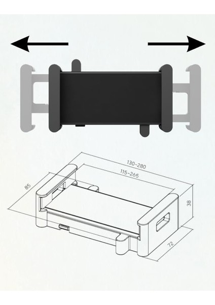 Tablet ve Akıllı Telefon Uyumlu Vesa Destekli Tutucu Parça | 4.7” – 15” Cihazlarla Uyumlu Siyah fiyatları