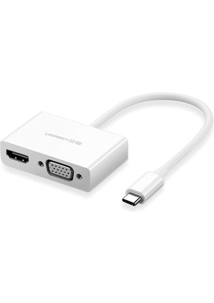 Type-C To Hdmı-Vga Dönüştürücü Adaptör Beyaz