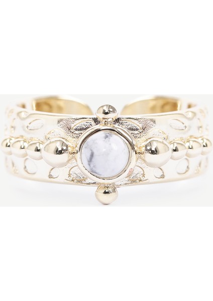 Doğal Taş Detaylı Ayarlanabilir Yüzük