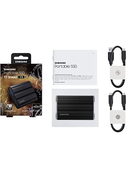 Taşınabilir SSD T7 Shield, 4 Tb, USB 3.2 Gen.2, 1.050 Mb/s Okuma, 1.000 Mb/s Yazma, Sağlam Harici Sabit Disk, Mac, Pc ve Akıllı Telefon Için, Siyah, MU-PE4T0S/EU fiyatları