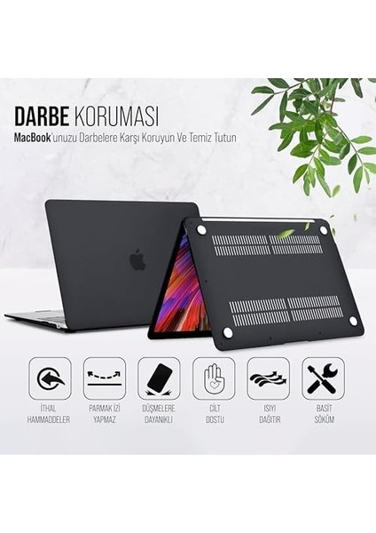 MacBook Ince Sararmayan Şeffaf MacBook Crystal Ishield Kapak Sert Kabuk Koruma Kılıfı (Air 13.6 2022 M2 A2681 Siyah) fiyatları
