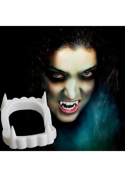 Beyaz Renk Çift Damak Takma Vampir Dişi - Lisinya