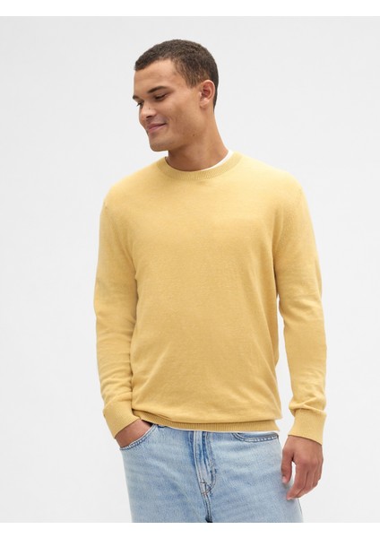 Erkek Sarı Bisiklet Yaka Kazak