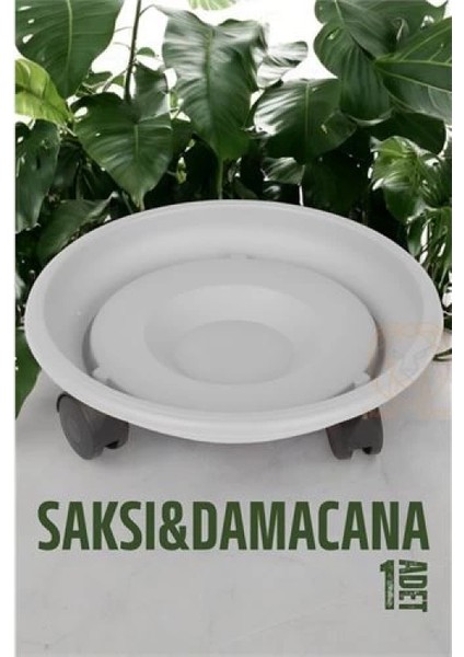Tekerlekli Saksı Altığı 37 cm Beyaz