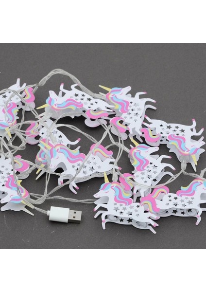 Ortama Renk Katan Unicorn Şeklinde Renkli Sıralı LED Lamba ( Lisinya )