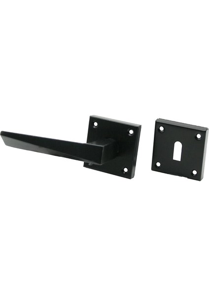 4 Takım Pratik Prizma Oda Siyah Rozetli Kapı Kolu (5148)