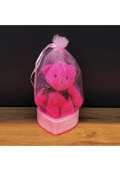 Hediyelik Pembe Tül Kese ve Ayıcık - Lisinya