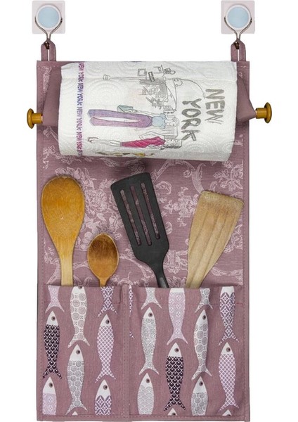 Çok Amaçlı Ahşap Kulplu Mutfak Peçete Askılığı ve Kaşıklık ( Lisinya )