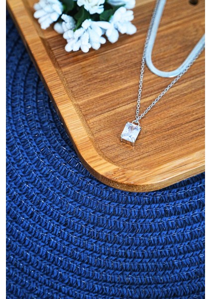 Bakla Model Zirkon Baget Taşlı Zincir Çelik Kolye fırsatları